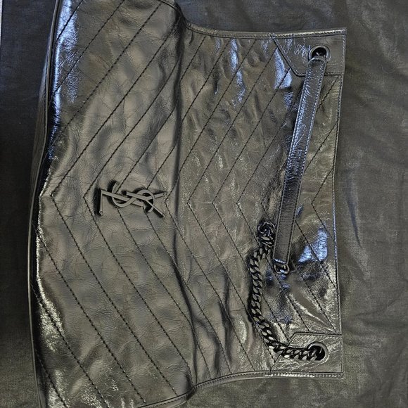 YSL Niki Large Crinkled Calf Shopper Tote Bag- Almost NEW w/ black on black HW - Picture 15 of 17
